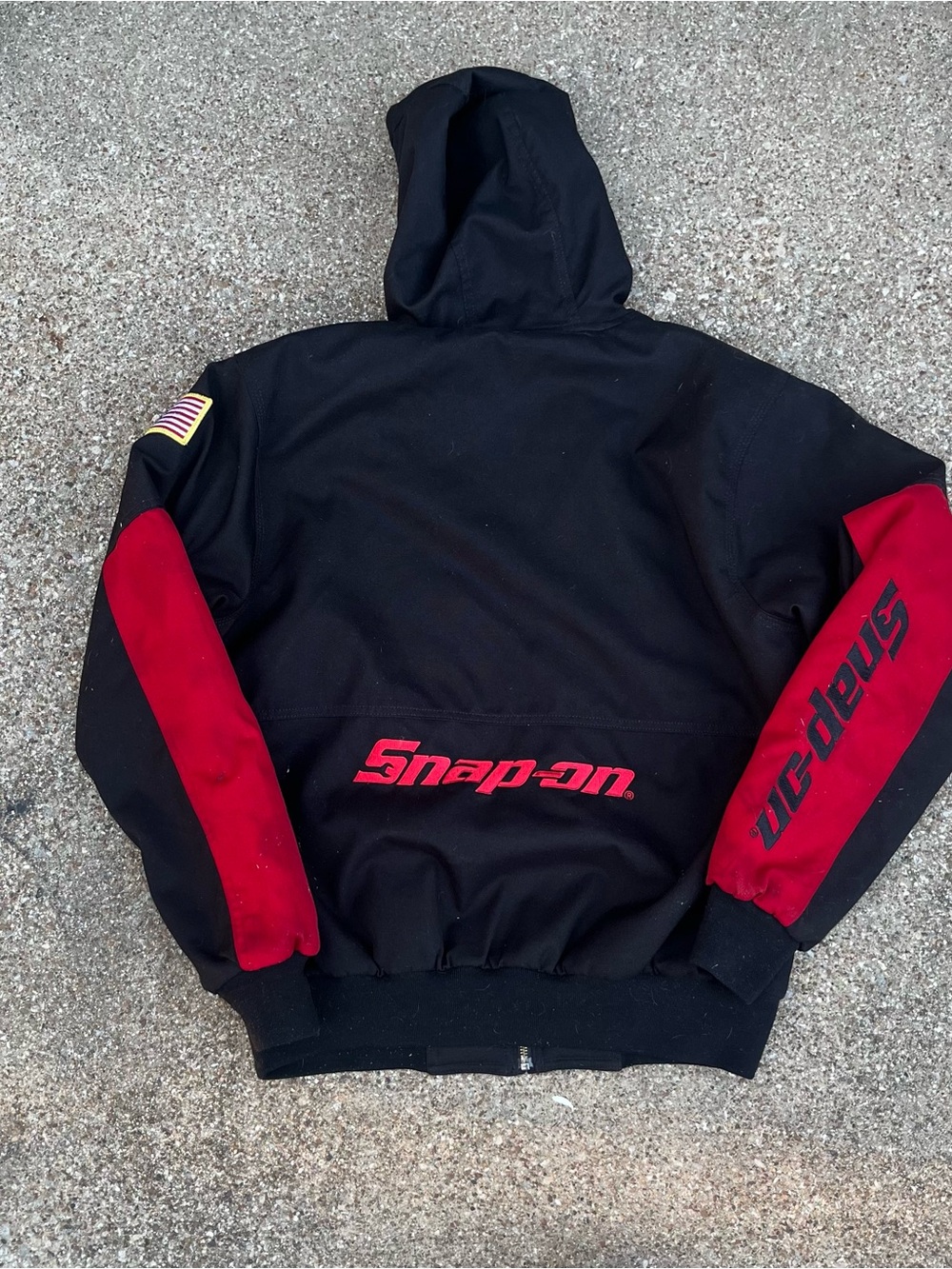 Snap-on Hooded Full Zip Work Jacket Black/Red Size Men’s M Polyester J20-00019
